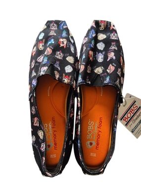 BOBS Black Memory Foam Slip-On Shoes with Dog Print